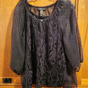 Style & Co. Elegant Black Lace Women's Top and Tank Women's size Large NWT